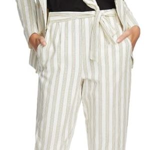 1 State High Waist Tapered Leg Striped Pants NEW